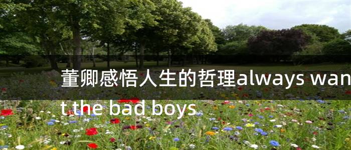 董卿感悟人生的哲理always want the bad boys